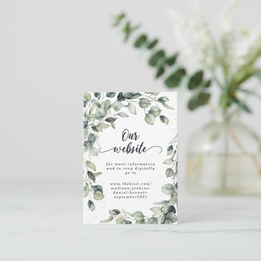 Elegante Eucalyptusbladeren Bruiloft Informatiekaartje (Staand voorkant)