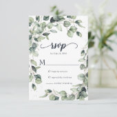 Elegante Eucalyptusbladeren Bruiloft RSVP Kaartje (Staand voorkant)