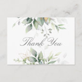 Elegante Eucalyptusbladeren Groene Goud Bruiloft Bedankkaart (Voorkant)