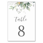 Elegante Eucalyptusbladeren Groene Goud Bruiloft Kaart (Achterkant)