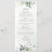 Elegante Eucalyptusbladeren Groene Goud Bruiloft Menu (Voorkant)