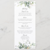 Elegante Eucalyptusbladeren Groene Goud Bruiloft Menu (Voorkant)