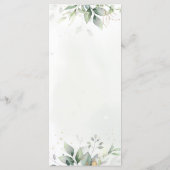 Elegante Eucalyptusbladeren Groene Goud Huwelijk Menu (Achterkant)