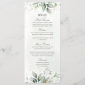 Elegante Eucalyptusbladeren Groene Goud Huwelijk Menu (Voorkant)