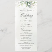 Elegante Eucalyptusbladeren Groene Goud Huwelijk Programmakaart (Voorkant)