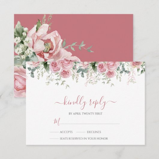 Elegante Eucalyptusbladeren Groene Goud Huwelijk RSVP Kaartje (Voorkant / Achterkant)