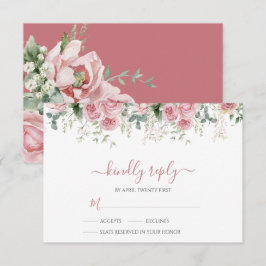 Elegante Eucalyptusbladeren Groene Goud Huwelijk RSVP Kaartje