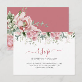 Elegante Eucalyptusbladeren Groene Goud Huwelijk RSVP Kaartje