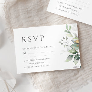Elegante Eucalyptusbladeren Groene Goud Huwelijk RSVP Kaartje