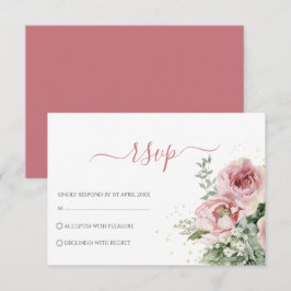 Elegante Eucalyptusbladeren Groene Goud Huwelijk RSVP Kaartje