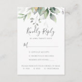 Elegante Eucalyptusbladeren Groene Goud Huwelijk RSVP Kaartje (Voorkant)