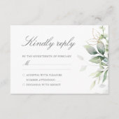Elegante Eucalyptusbladeren Groene Goud Huwelijk RSVP Kaartje (Voorkant)