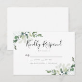 Elegante Eucalyptusbladeren Groene Huwelijk RSVP Kaartje (Voorkant / Achterkant)