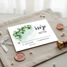 Elegante Eucalyptusbladeren Groene Huwelijks RSVP