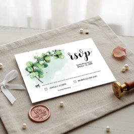 Elegante Eucalyptusbladeren Groene Huwelijks RSVP Kaartje