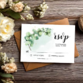 Elegante Eucalyptusbladeren Groene Huwelijks RSVP Kaartje