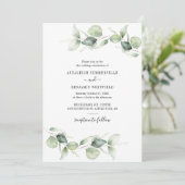 Elegante Eucalyptusbladeren Groene Rustieke Bruilo Kaart (Staand voorkant)