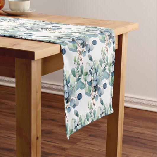 Elegante Eucalyptusbladeren Groene Tafel Runner Korte Tafelloper (Voorbeeld)