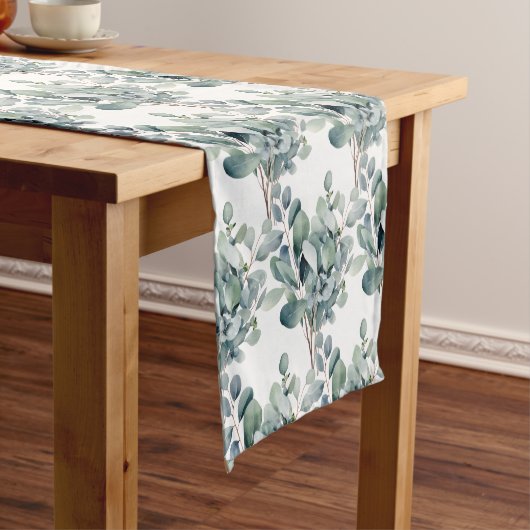 Elegante Eucalyptusbladeren Groene Tafel Runner Korte Tafelloper (Voorbeeld)