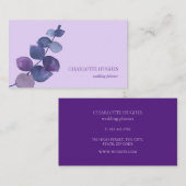 Elegante Eucalyptusbladeren Lila Visitekaartje (Voorkant / Achterkant)