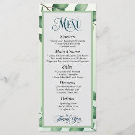 Elegante Eucalyptusbladeren Moderne Trouwmenu  Menu
