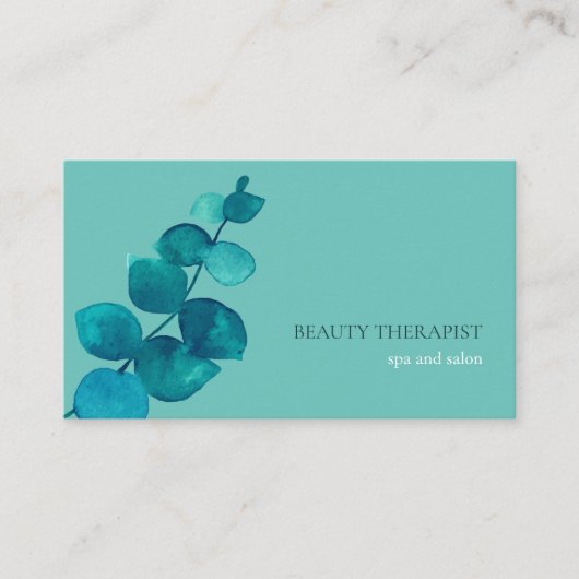 Elegante Eucalyptusbladeren Oceaan Groen Visitekaartje (Voorkant)