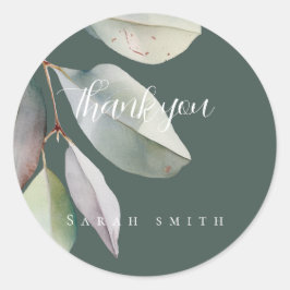 Elegante eucalyptusbladeren  ronde sticker