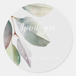 Elegante eucalyptusbladeren ronde sticker