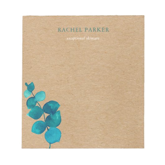 Elegante Eucalyptusbladeren Rustieke Kraft Notitieblok (Voorkant)