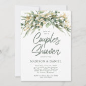 Elegante Eucalyptusbladeren Trouw / Koppel Douche  Kaart (Voorkant)