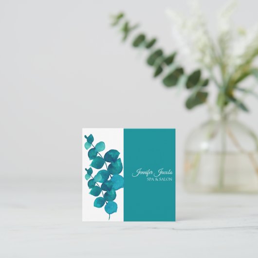 Elegante Eucalyptusbladeren Vierkante Visitekaartje (Staand voorkant)