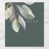 Elegante eucalyptusbladeren  wijn etiket (Enkel label)