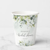 Elegante eucalyptusbruiloftsdouche papieren bekers (Achterkant)