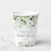 Elegante eucalyptusbruiloftsdouche papieren bekers (Voorkant)