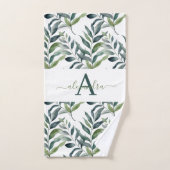 Elegante Eucalyptusgroen Botanische Handdoekenset Bad Handdoek (Handdoek)