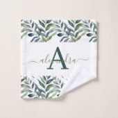 Elegante Eucalyptusgroen Botanische Handdoekenset Bad Handdoek (Wasdoekje)