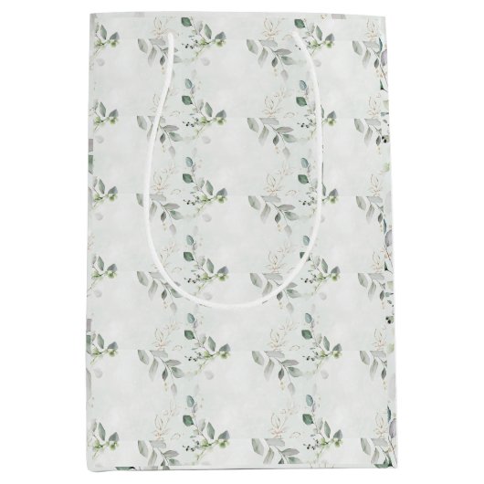 Elegante Eucalyptusgroen Medium Cadeauzakje (Voorkant)