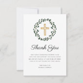 Elegante Eucalyptuskrans religieuze kruisbegrafeni Bedankkaart (Voorkant)