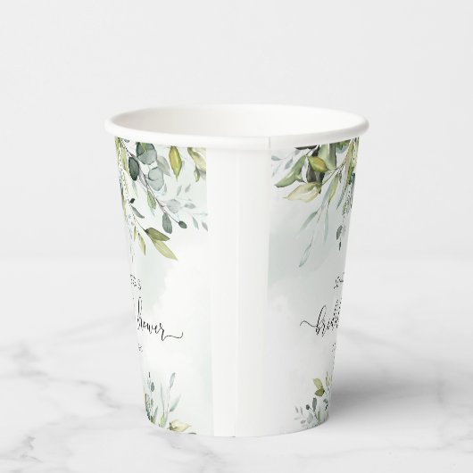 Elegante eucalyptusloof bruiloftsborrel papieren bekers (Rechts)