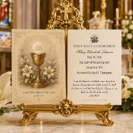 Elegante Eucharistische Lelie Eerste Heilige Commu Visitekaartje