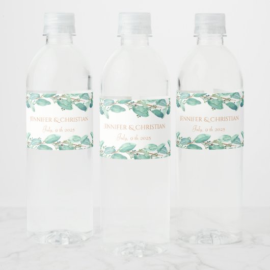 Elegante Eukalyptus Kranz Waterfles Etiket (Flessen)