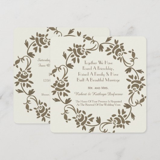 Elegante Europese bloemige huwelijksgeloften Verni Kaart (Voorkant / Achterkant)