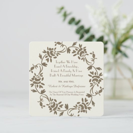 Elegante Europese bloemige huwelijksgeloften Verni Kaart (Staand voorkant)