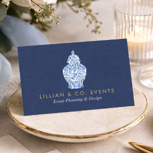 Elegante evenementenplanner Blue Ginger Jar-logo Visitekaartje