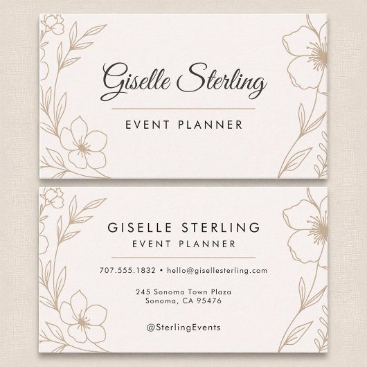 Elegante Event Planner Botanical Blush Black Visitekaartje