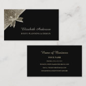 Elegante Event Planner Platinum Leopard Chique Bow Visitekaartje (Voorkant / Achterkant)