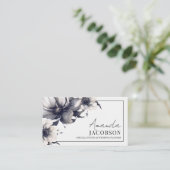 Elegante Event Wedding Planner Zwart Wit Bloemen Visitekaartje (Staand voorkant)