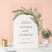 Elegante Evergreen Arch Wedding Welkom Acryl Bord (Huwelijk)