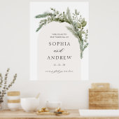 Elegante Evergreen Arch Wedding Welkom Poster (Keuken)