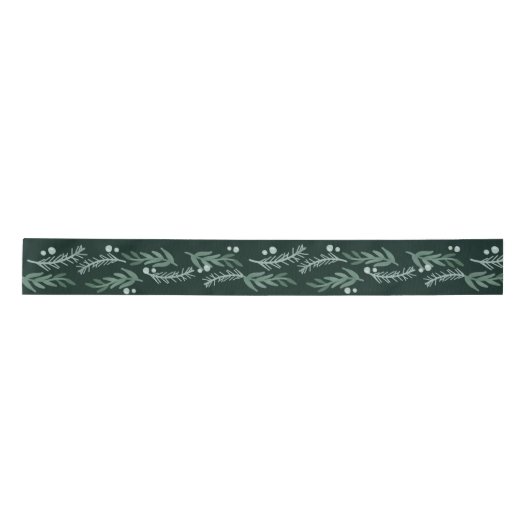 Elegante Evergreen Botanische Garland Vakantie Satijnen Lint (Voorkant)